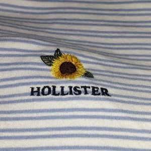 Blue and white striped Hollister crop top
